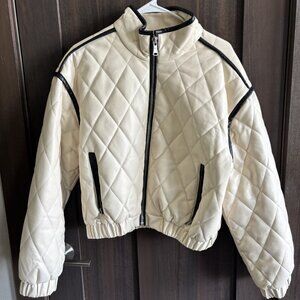Avec Les Filles Diamond Quilted Bomber Jacket-  size large